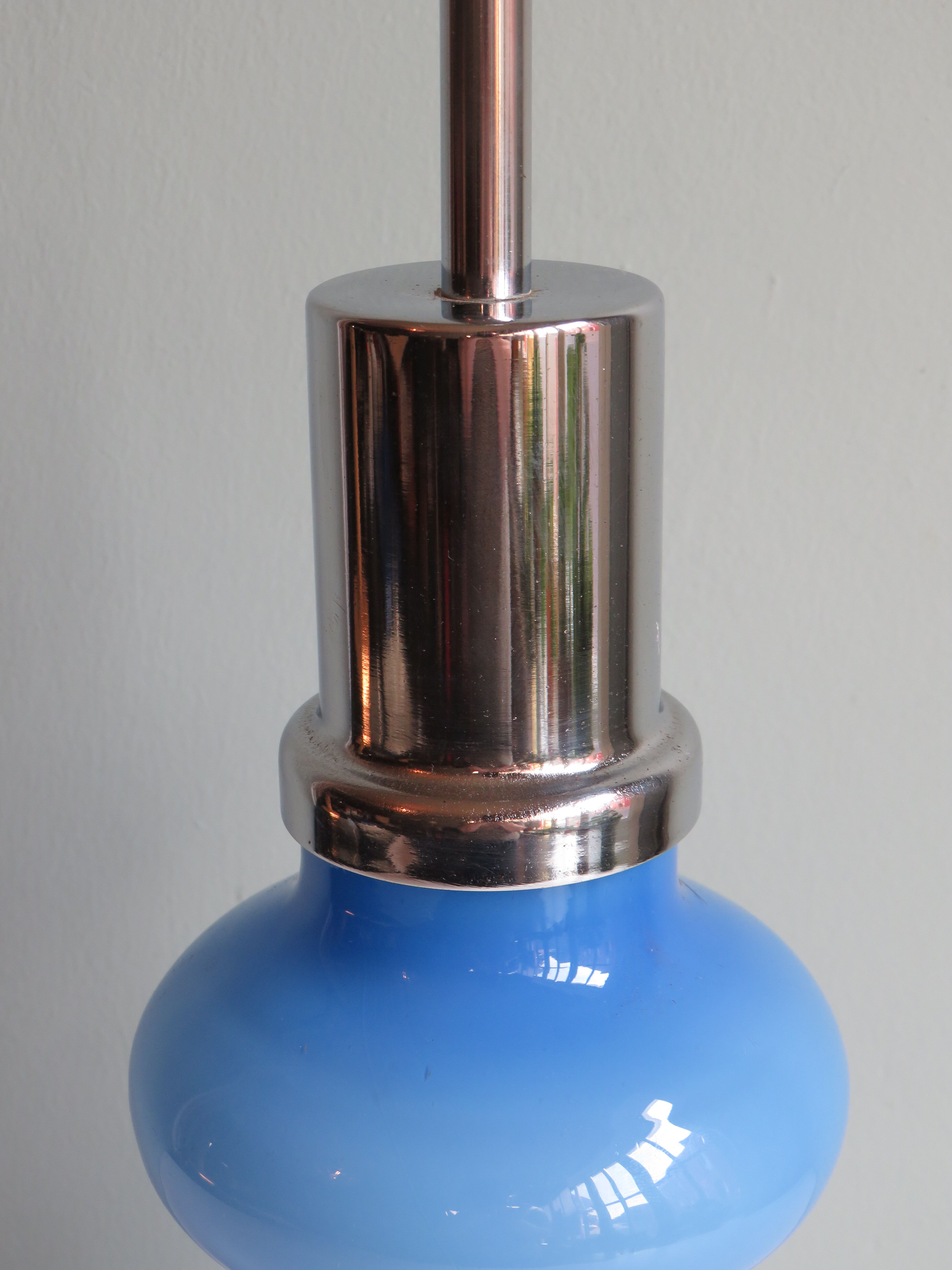 Lamp foot, blue opaline glass, Italy 1970