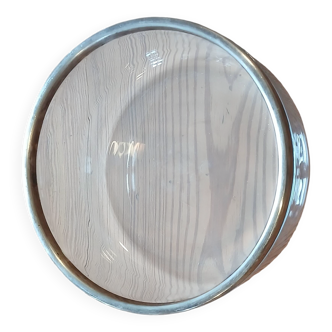 Silver-plated metal and glass bowl/salad bowl