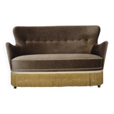 1960s, Danish 2-seater sofa, green furniture velour, original condition.