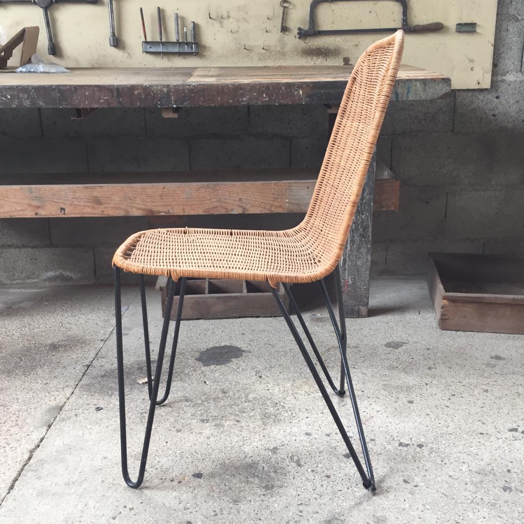 raoul guys chair in rattan and metal base year 50