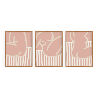 Set of 3 figure giclee prints