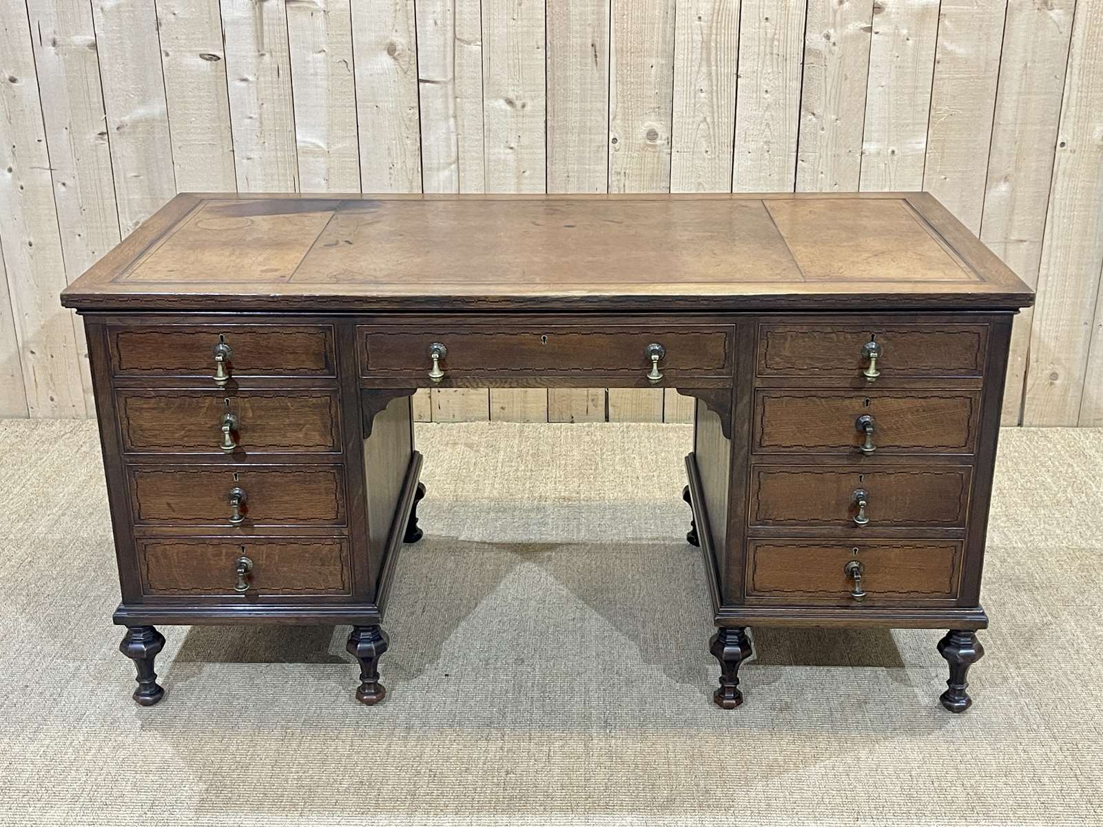 1930s English flat desk in oak