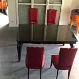 Post art deco dining table and its 6 chairs