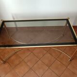 Table basse en laiton et verre fumé
