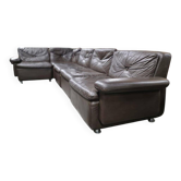 Vintage chocolate brown modular sofa Himolla