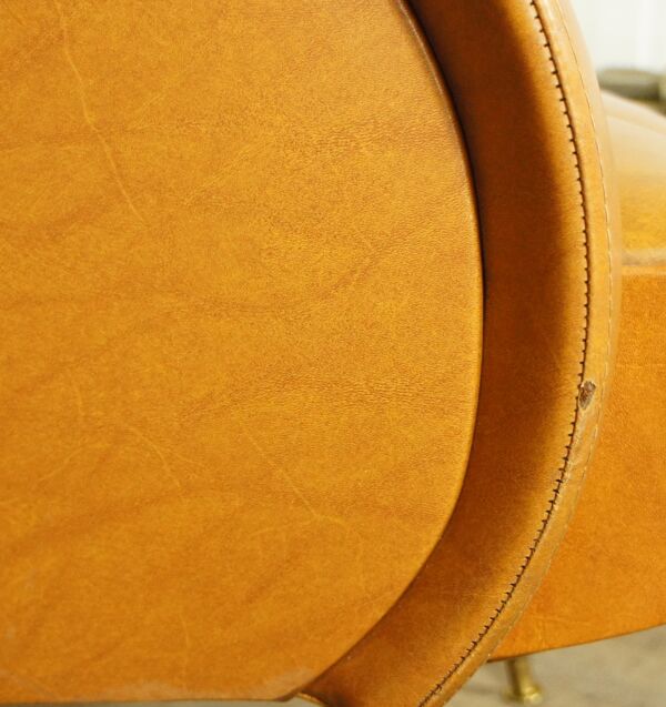 fauteuil Italien Simili cuir Camel & Son Coussin 1960