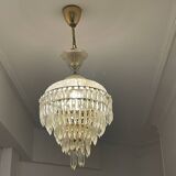 Chandelier with glass and brass tassels