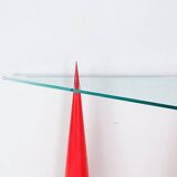 Glass and wood console table in the style of Marcello Pisani