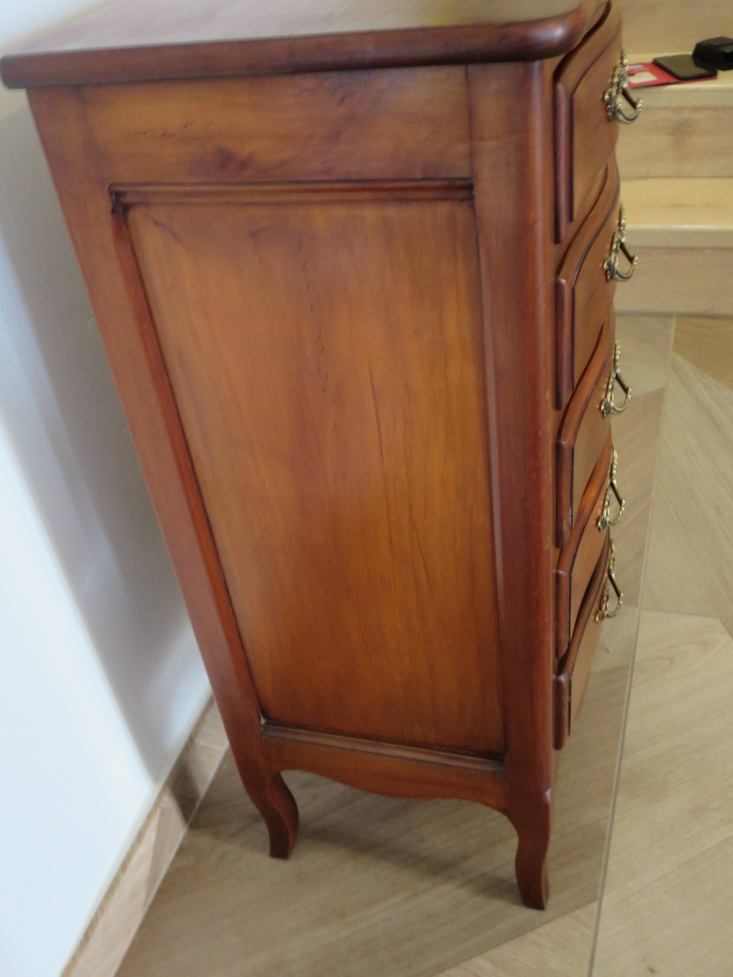 Small weekly organizer - small chest of drawers - 5 drawers - Louis XV style - cherry color