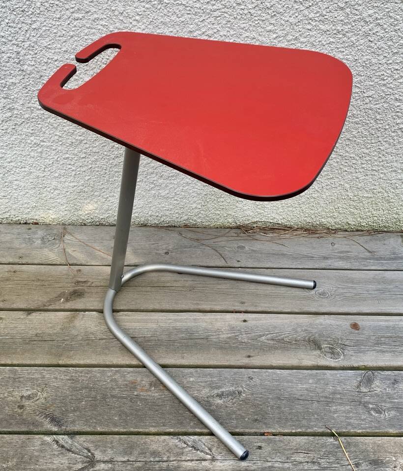 Small Red Laminate Side Table - Vintage 1980