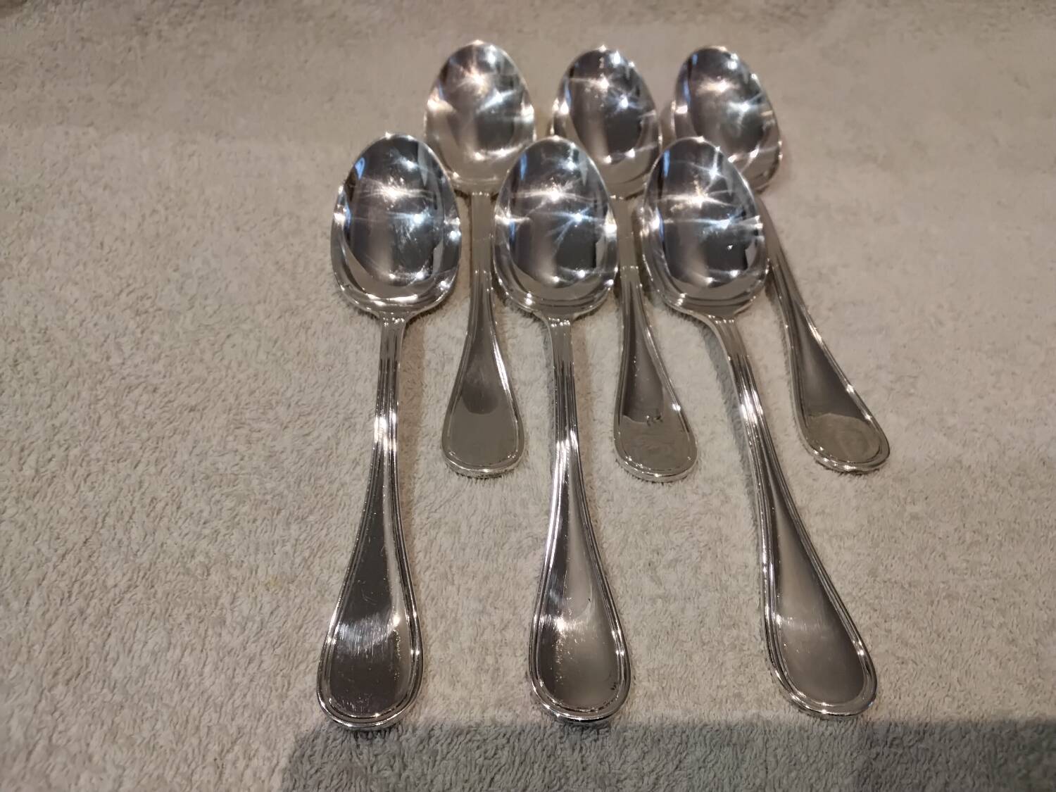 6 silver-plated soup spoons, Christofle Albi silversmith, 20.6cm