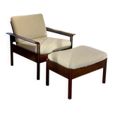 Fauteuil & Ottoman Hans Olsen – Vatne Møbler Danemark, 1960 Palissandre