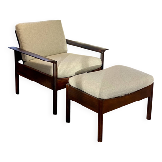 Armchair & Ottoman Hans Olsen – Vatne Møbler Denmark, 1960 Rosewood