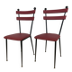 Pair of 1950s chairs in metal and red faux leather, Gueden-Adnet style.