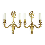 Paire d'appliques au noeud style Louis XVI - bronze