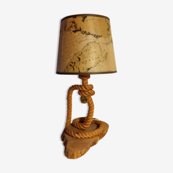 Lampe avec son abat-jours motif carte des années 60 vintage