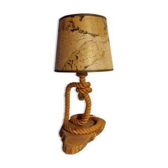 Lampe avec son abat-jours motif carte des années 60 vintage