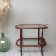 Scandinavian rolling service wood glass and brass
