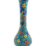 Soliflore vase in blue enamels of Longwy