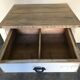 Table vintage wood in raw wood and white industrial chalk