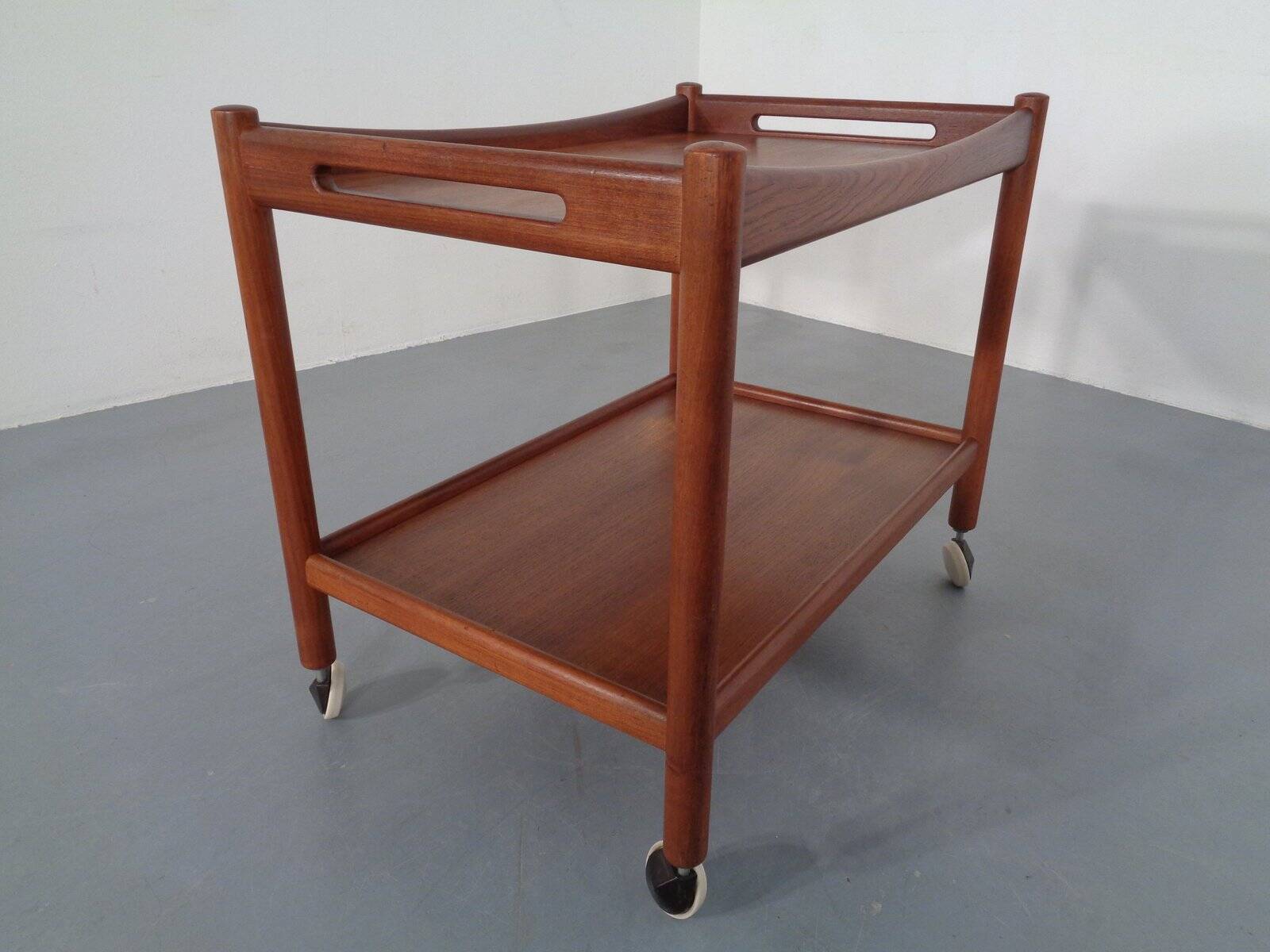 Teak tea cart by Hans J. Wegner for Andreas Tuck, Denmark, 1950s.