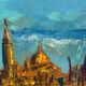 Venise, technique au couteau sur panneau