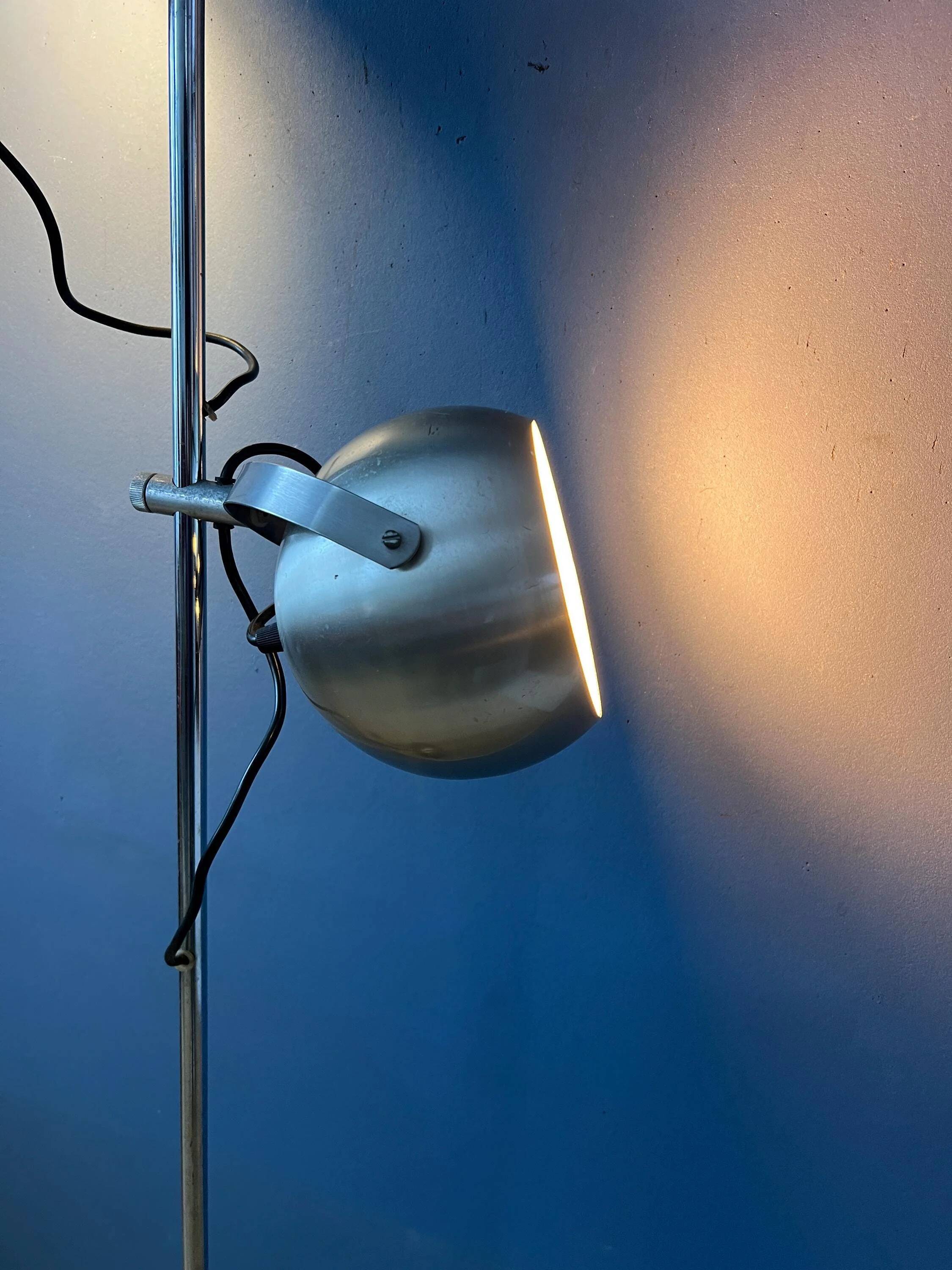 Mid-century vintage floor lamp Herda "Eyeball" in silver