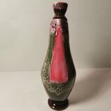 Old Pitcher, Jug, Carafe in Pink and Brown Ceramic Vallauris Style Vintage