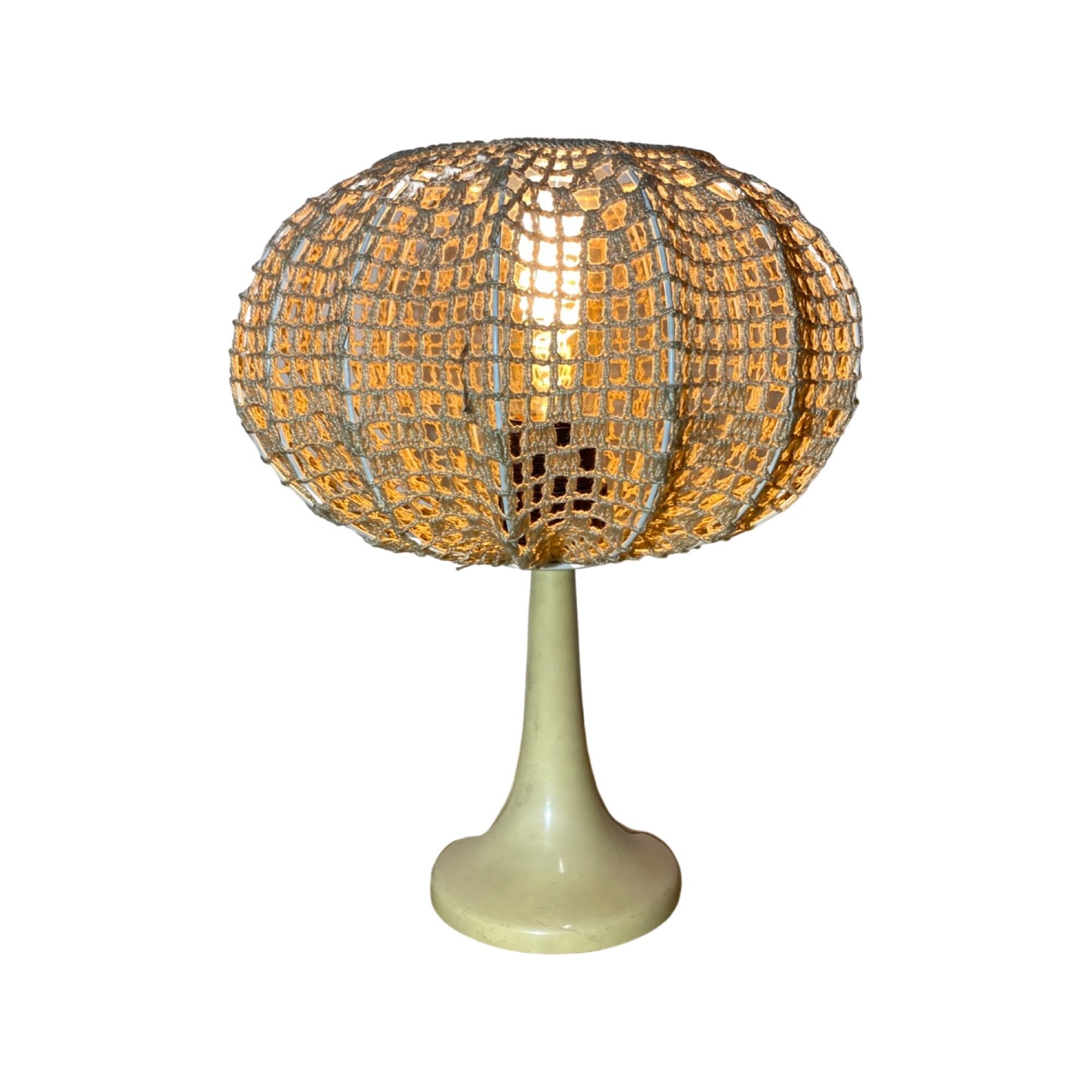 Vintage Tulip Lamp ARO Germany | 1960s German Designer Lighting With Tulip Base And Cotton Shade