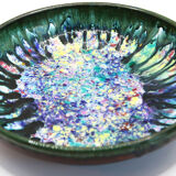 Morvan ceramic dish with multicolored flames
