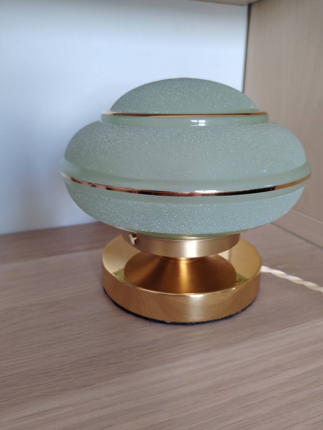 Frosted textured green globe touch lamp