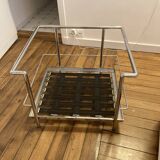 Pair of white leather and chrome armchairs