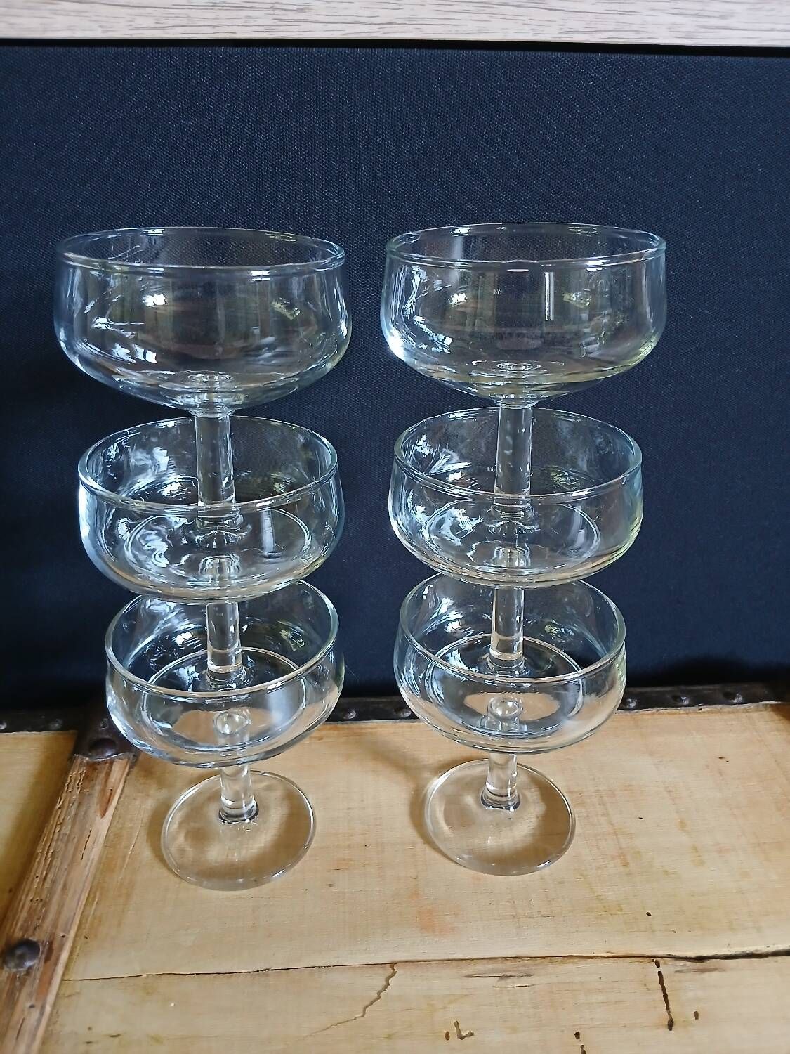 6 antique champagne glasses
