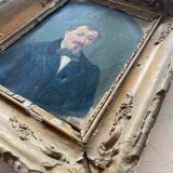 Raw attic: Painting "Portrait of a man with a bow tie" signed Cosson XIX°