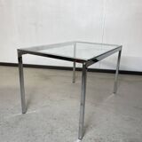 Chrome and glass side table