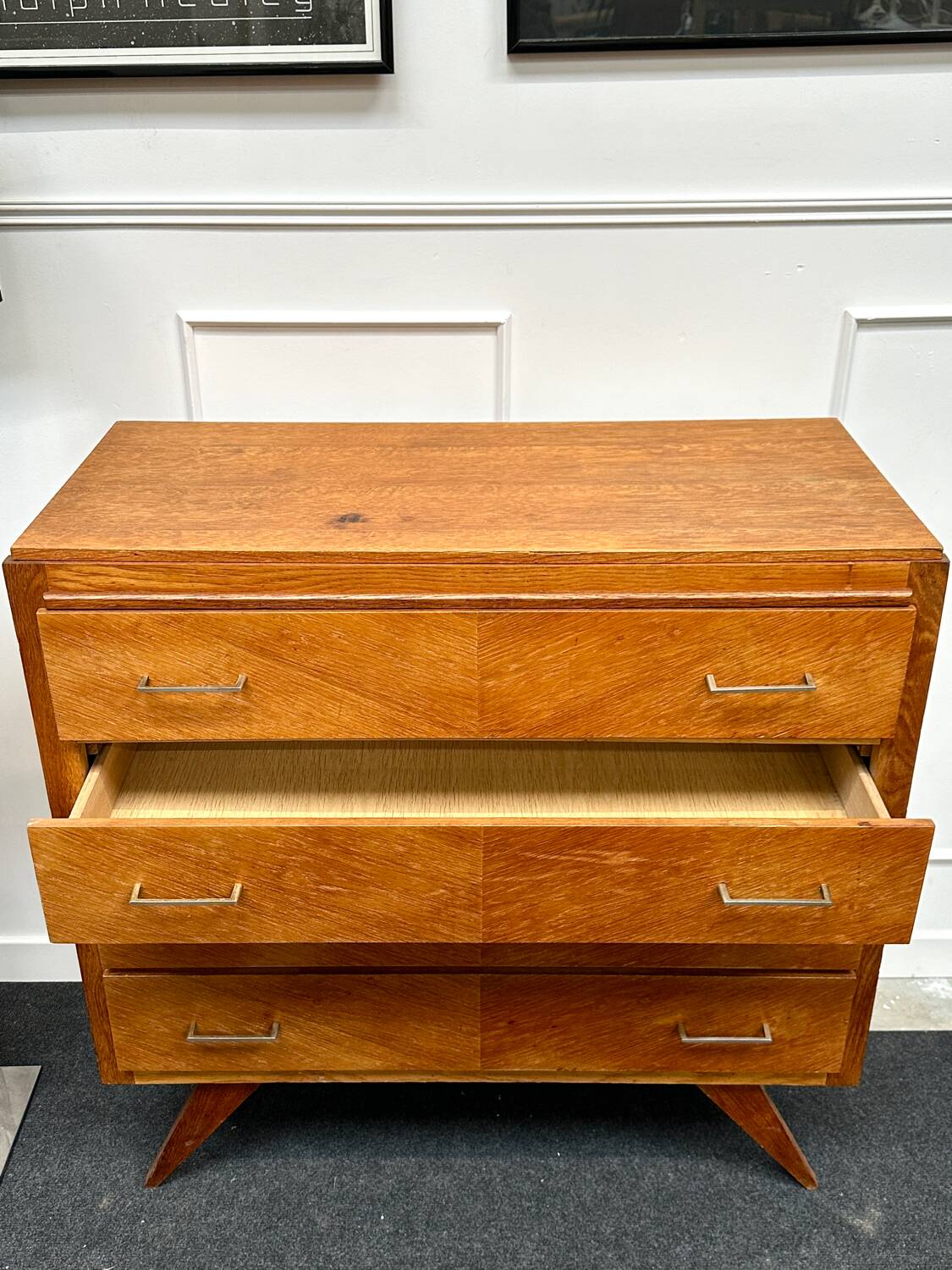 Vintage chest of drawers with compass feet