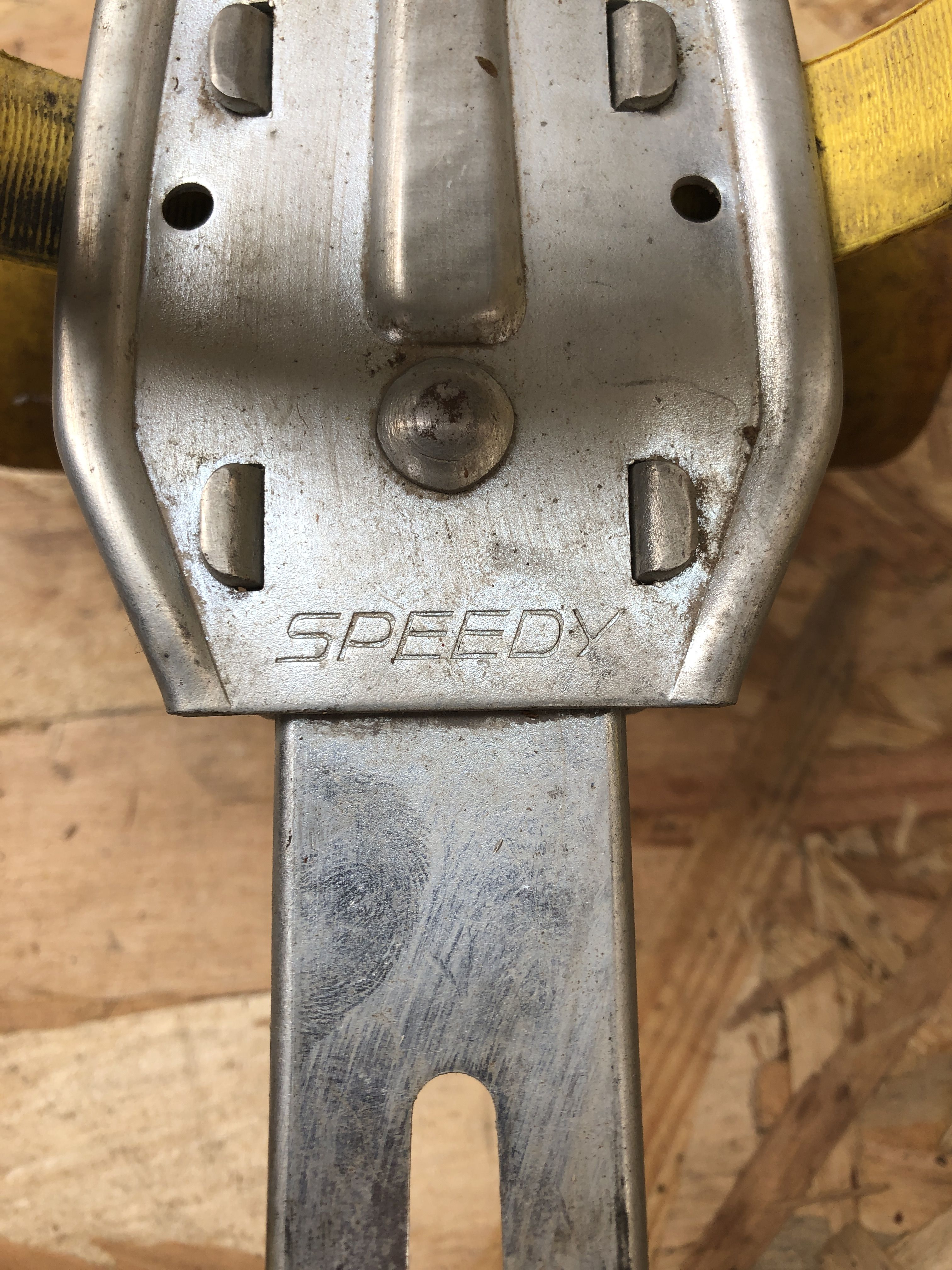 Old pair of speedy metal roller skates grey + straps & vintage brake