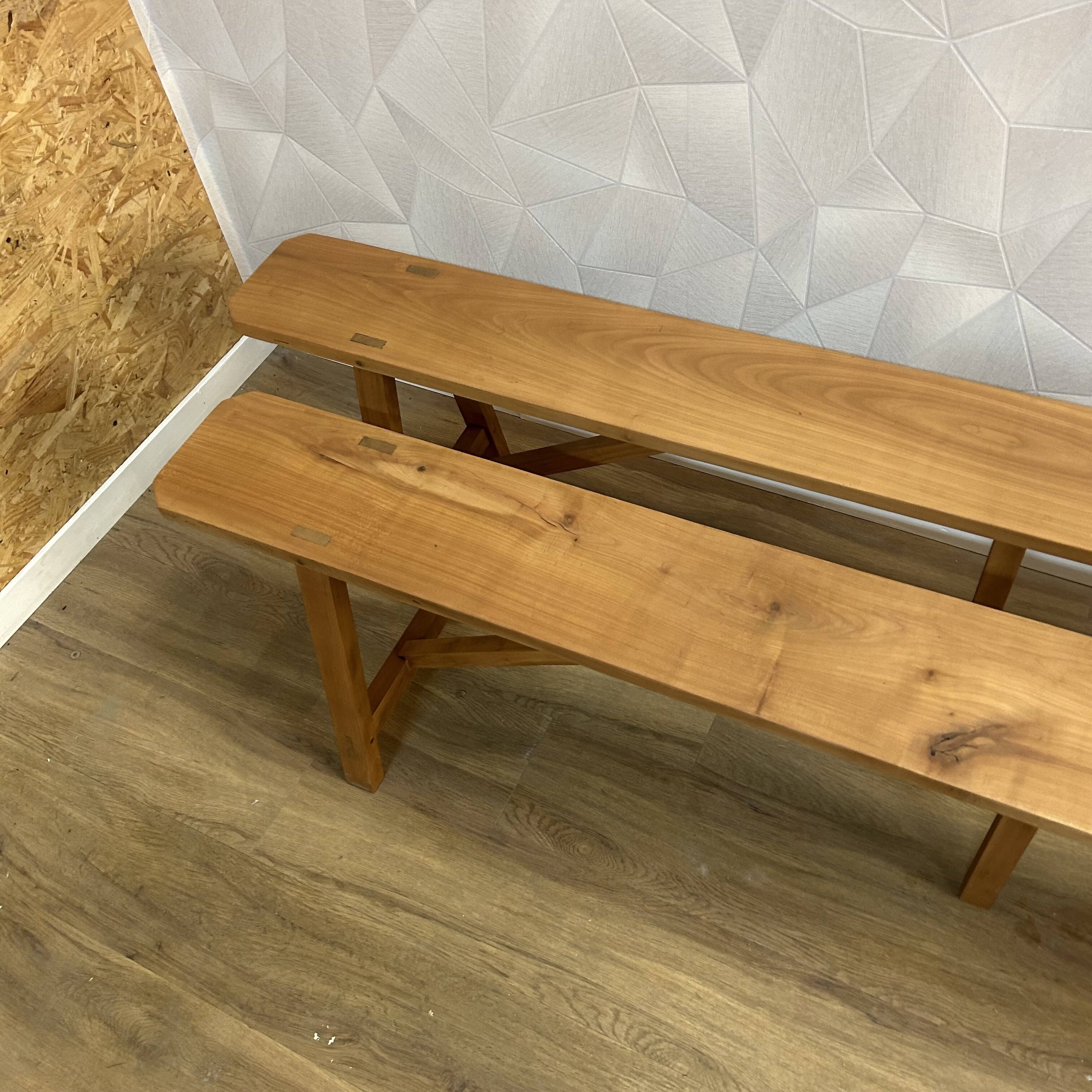 Pair of solid wood farm benches