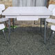 Set in white formica, table and 4 chairs, vintage, 70s