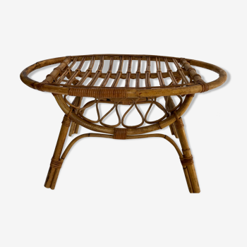 Oval rattan coffee table, Italy 50s