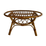 Oval rattan coffee table, Italy 50s