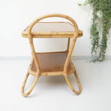 Vintage rattan bamboo serving tray 1960