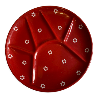 6 red stoneware plates 1960s
