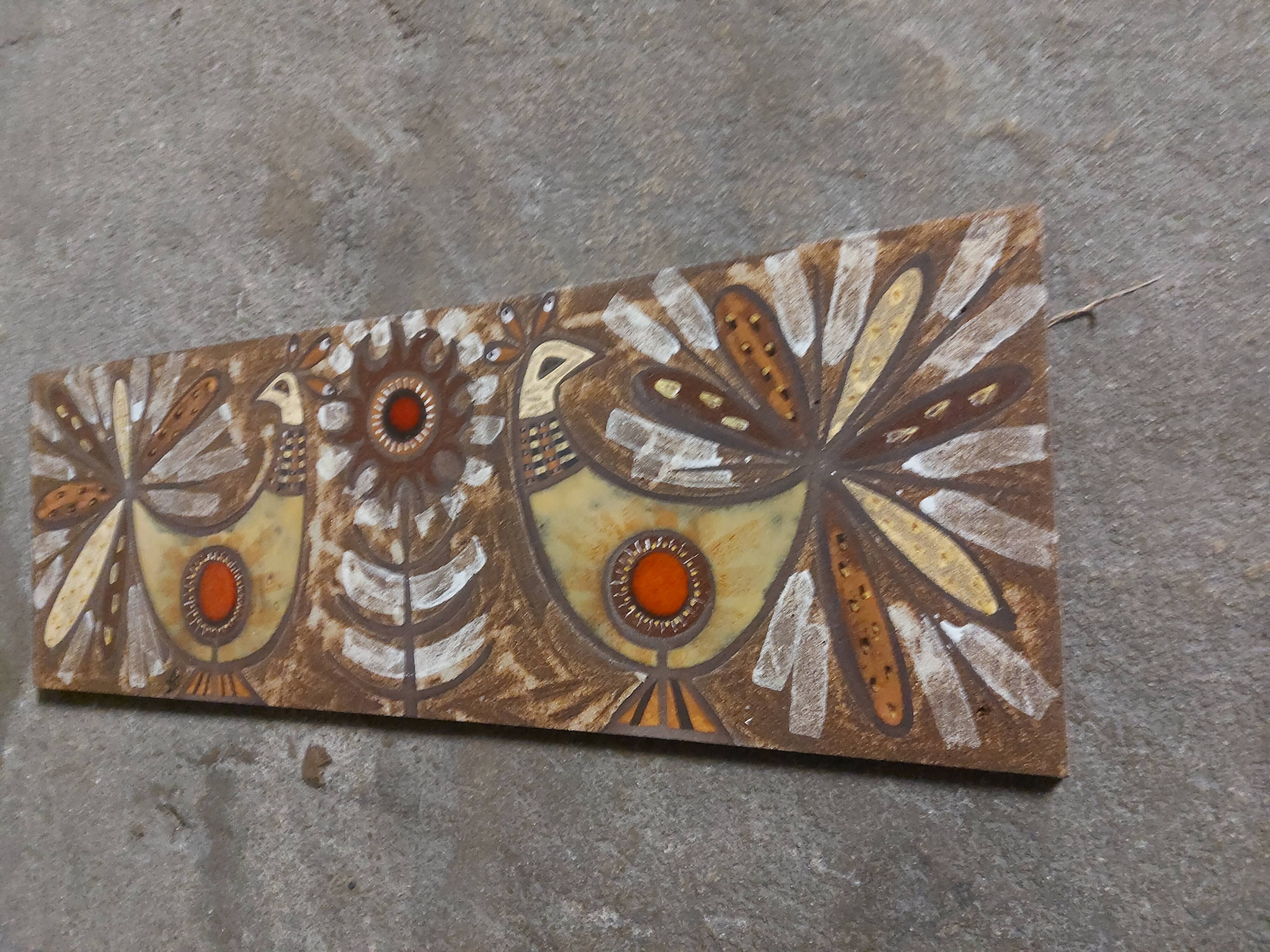 Plate, enamelled lava panel J.G Picard, Vallauris