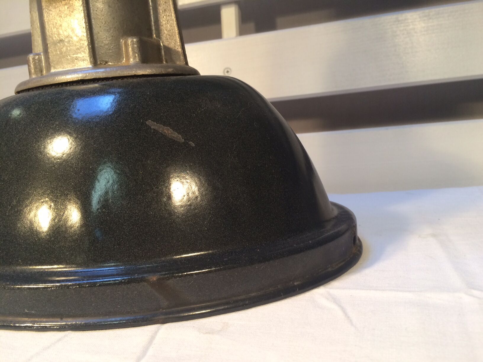 Suspension industrielle ovale vintage émaillée gris anthracite