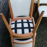 series of 8 vintage skai and wood chairs