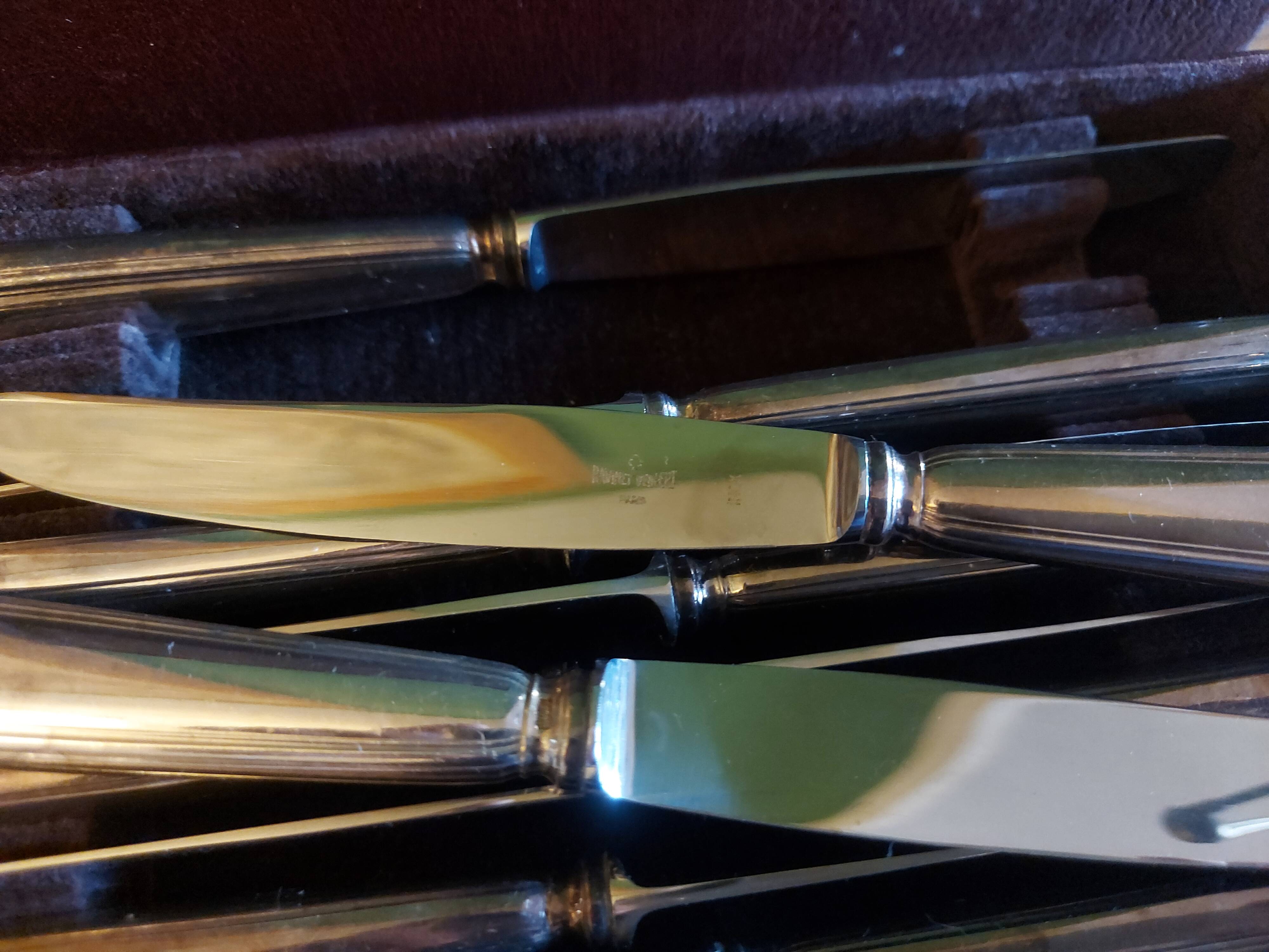 Box 24 silver metal knives, Ravinet Denfert