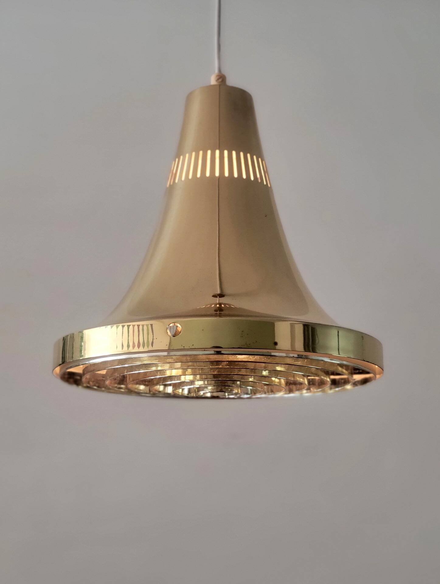 Vintage brass hanging lamp by Hans Agne Jakobsson model T 598