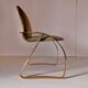Chaise de bureau vintage en velours vert, cadre en chrome, Italie, années 1970