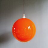 Large vintage pendant lamp in red opaline, 1970s